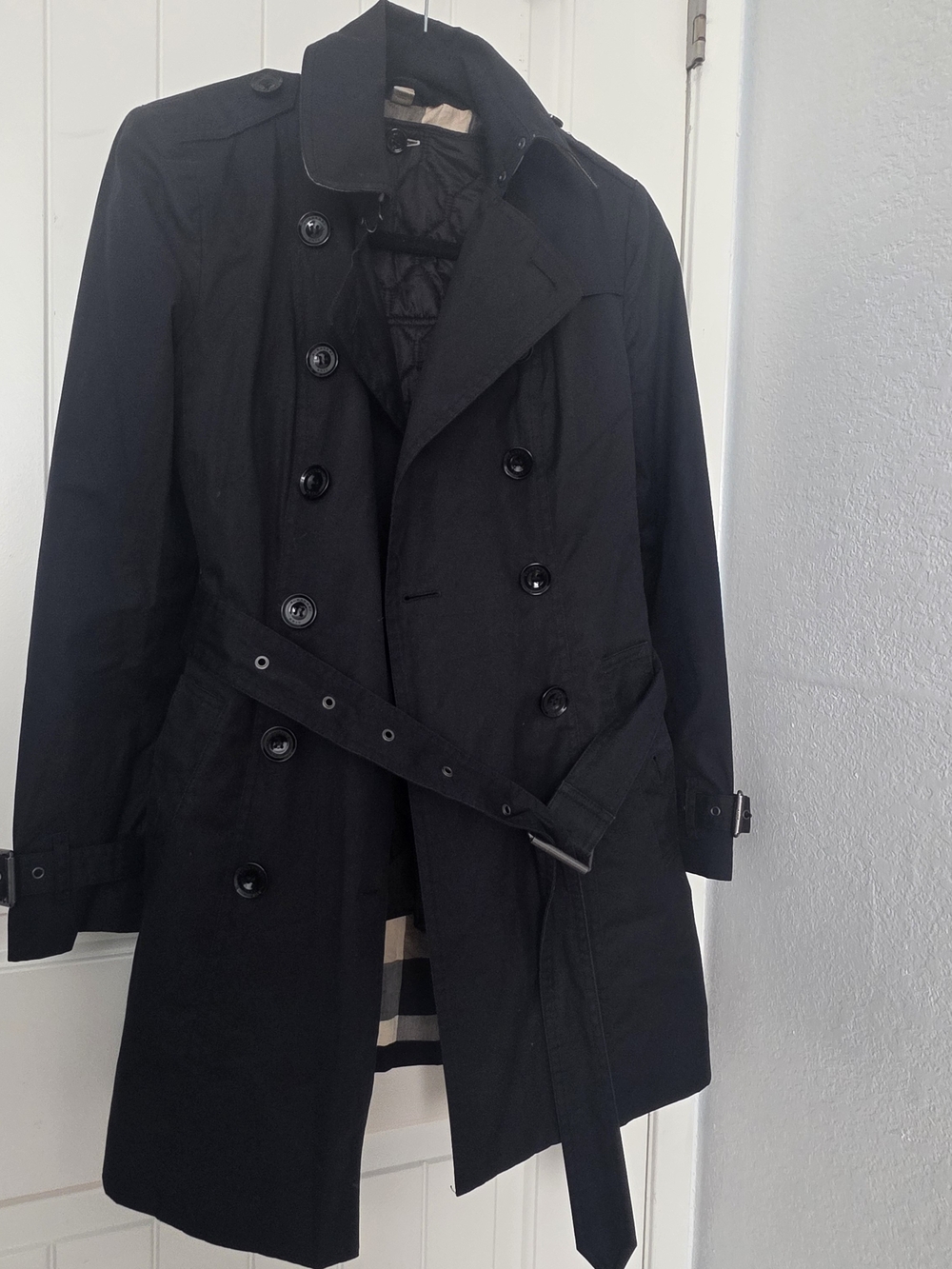 Burberry Black Double-Breasted Trench Coat with Belt